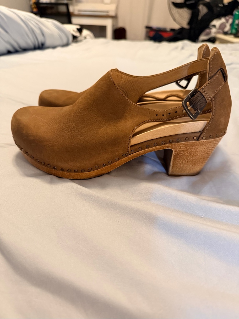 Dansko Brown Leather Cutout Slingback Clogs